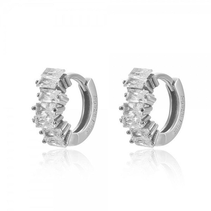 Zircon Ear Studs Geometric Design