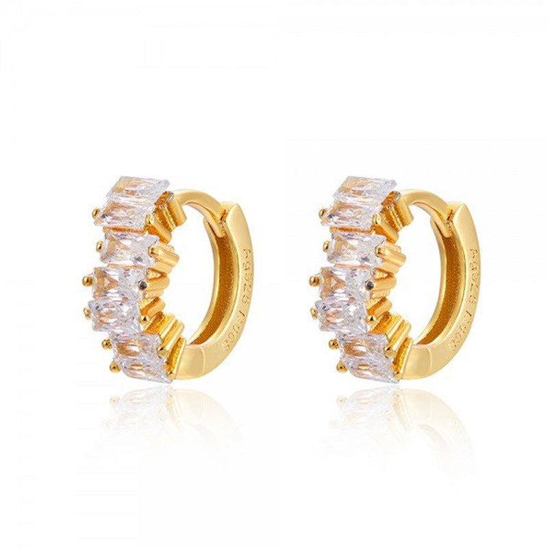 Zircon Ear Studs Geometric Design