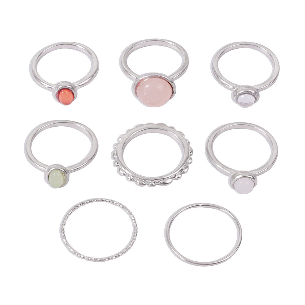 Colorful Stone Metallic Finger Rings for Women and Girls